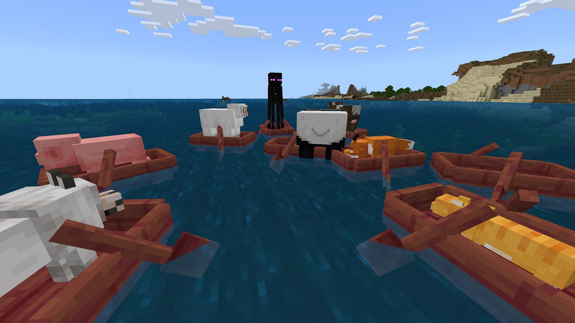 Trapping and eliminating mobs is one of the most unique uses of the boats in Minecraft (Image via Sportskeeda Gaming || Mojang Studios)